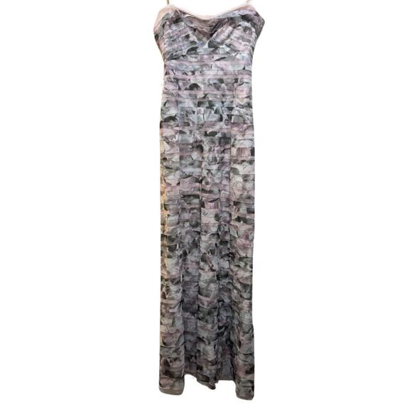 BCBGMaxazria Erika Tulle Tiered Strapless Gown - Watercolor Agate Size S - Picture 4 of 9